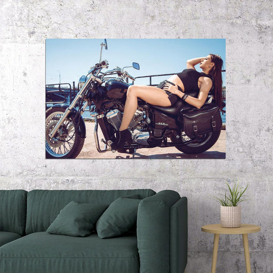Girls Motorcycle Moto Biker Sexy Girl Poster Wall Art Print Home Wall Decor - xonomax
