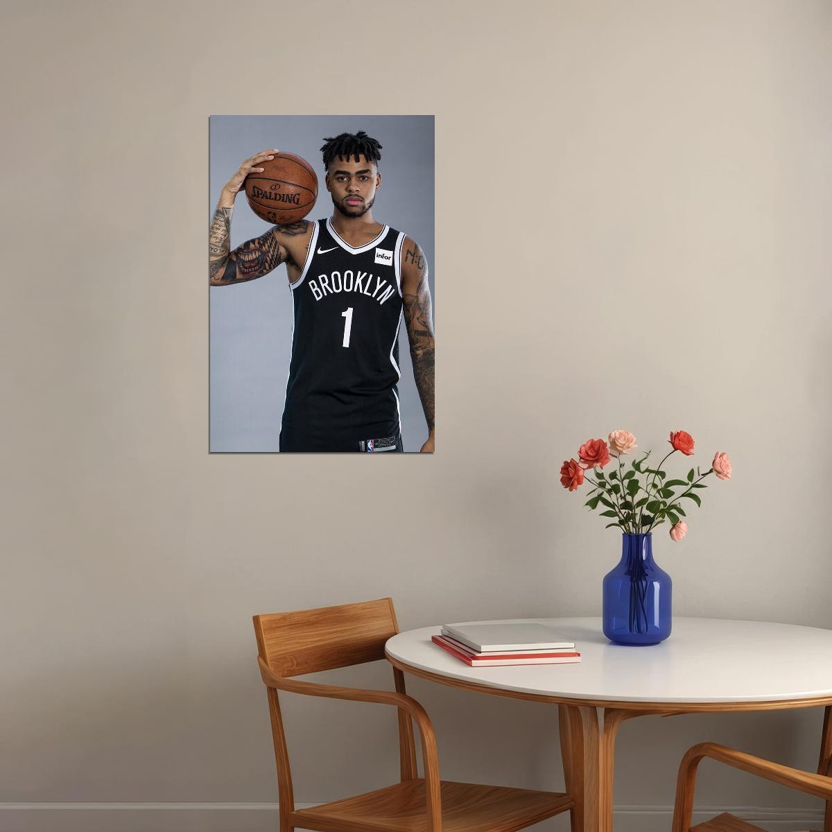 Dunk Block Star Dangelo Russell Basketball Poster Wall Art Print Home Wall Decor - xonomax