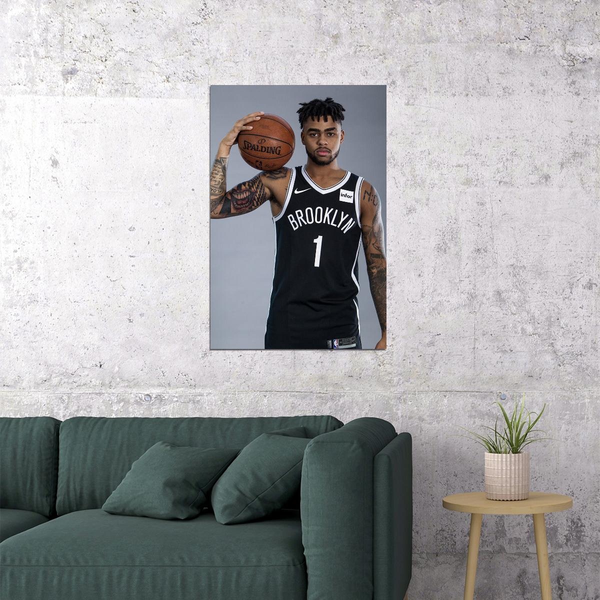 Dunk Block Star Dangelo Russell Basketball Poster Wall Art Print Home Wall Decor - xonomax