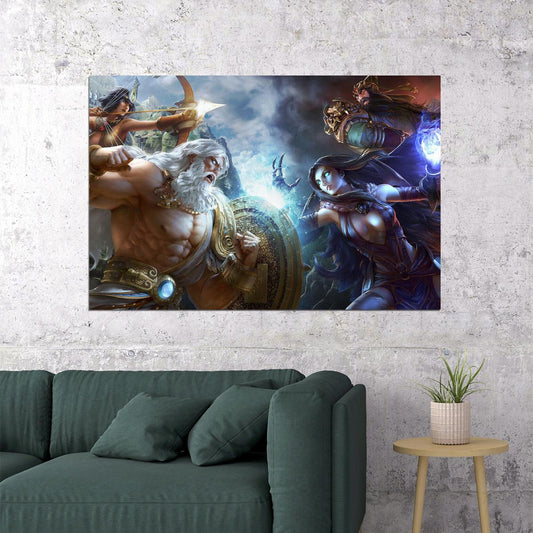 Smite God Hero Fight Playing Hot Online Game Poster Wall Art Print Home Wall Decor - xonomax