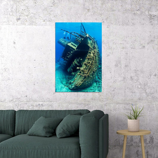Sunken Ship Near St. Croix Watercraft Sea Poster Wall Art Print Home Wall Decor - xonomax