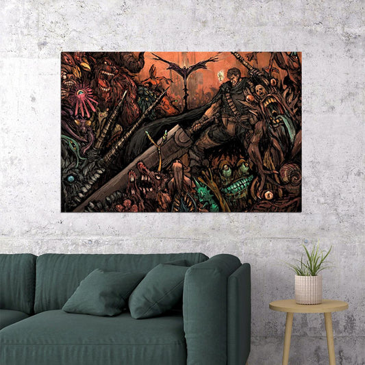 Berserk Gatzu Blood Fight Sword Japan Anime Poster Wall Art Print Home Wall Decor - xonomax