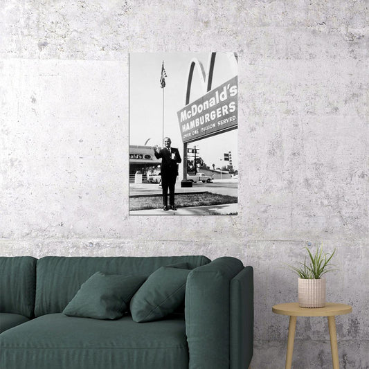 Ray Kroc Standing Outside Mcdonald's Vintage Poster Wall Art Print Home Wall Decor - xonomax