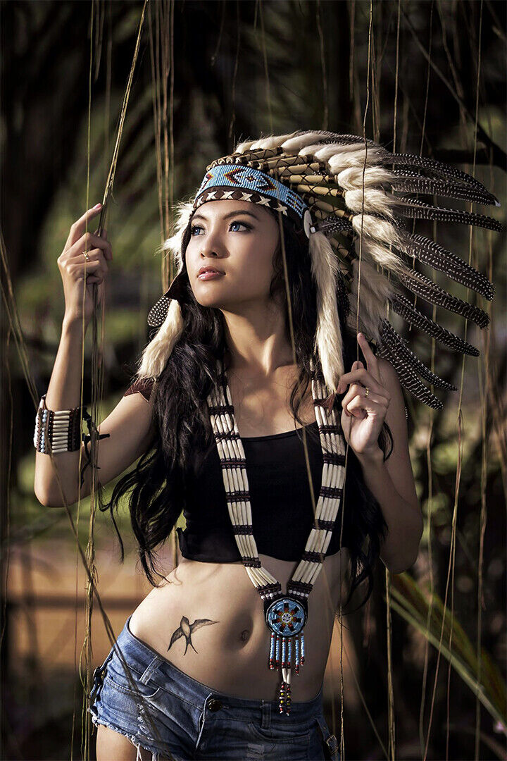 Native American Girls Young Ethnic Poster Wall Art Print Home Wall Decor - xonomax