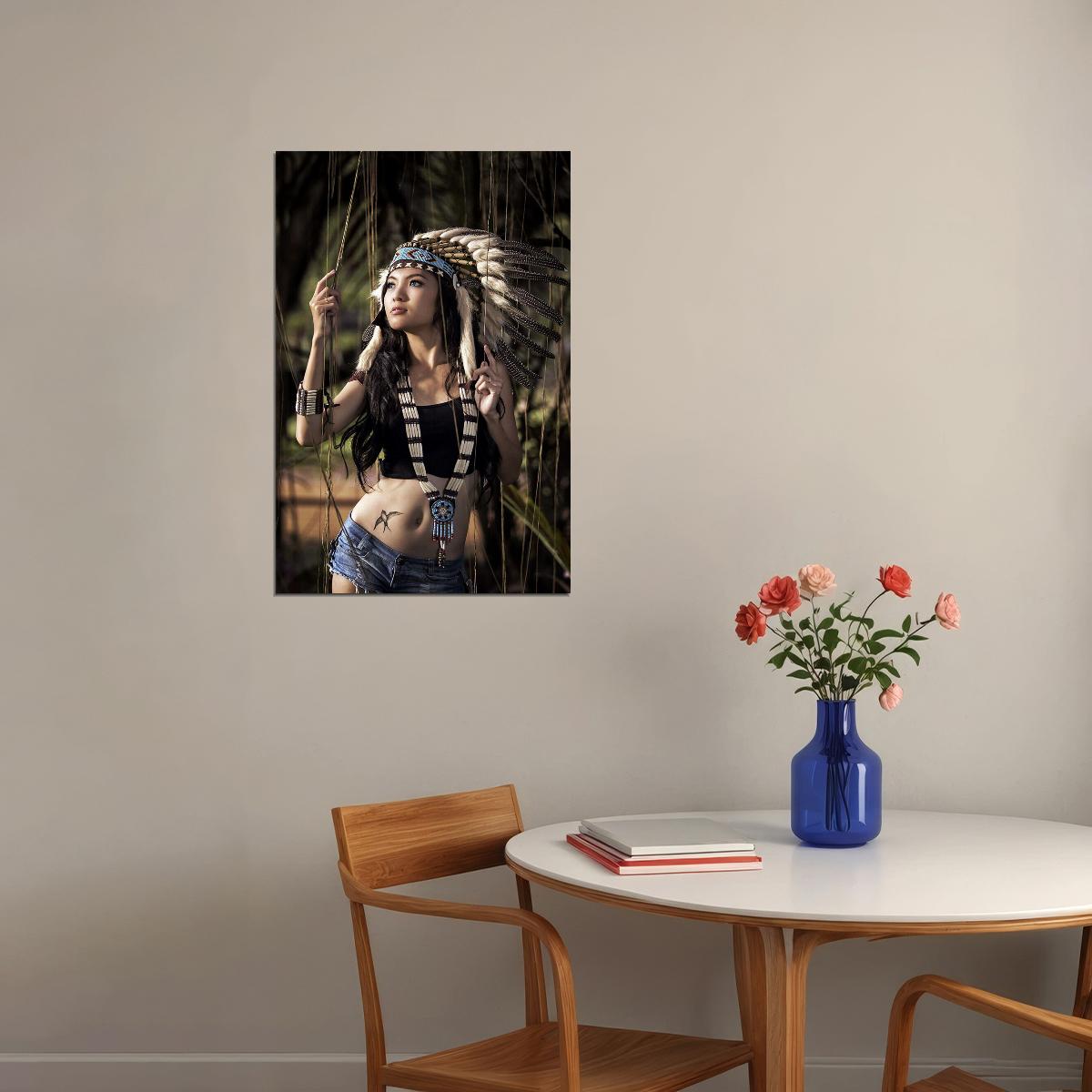 Native American Girls Young Ethnic Poster Wall Art Print Home Wall Decor - xonomax
