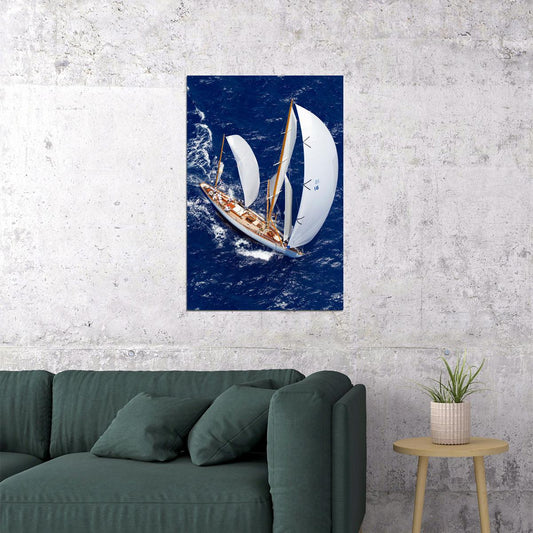 Sailboat With A Full Sail Watercraft Poster Wall Art Print Home Wall Decor - xonomax
