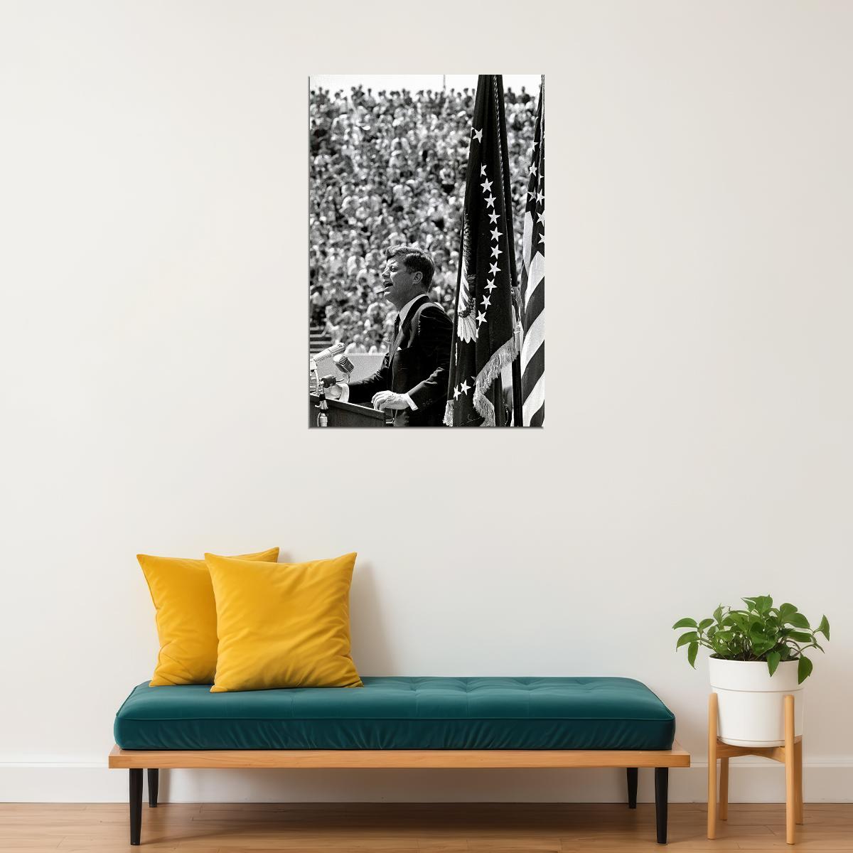 President Kennedy Moon Speech Rice Stadium Poster Wall Art Print Home Wall Decor - xonomax