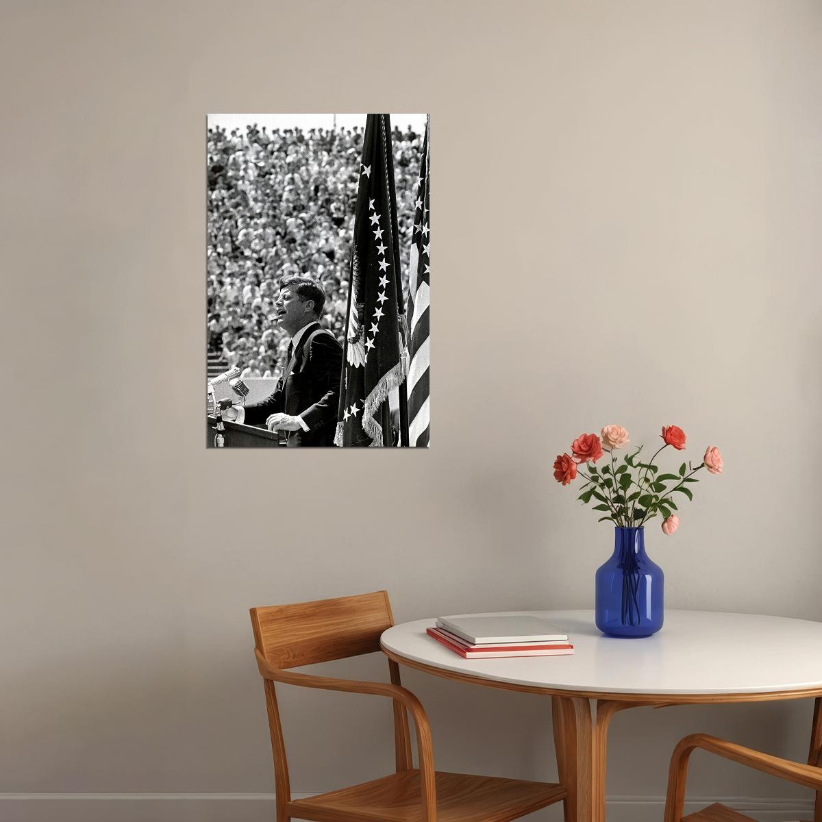President Kennedy Moon Speech Rice Stadium Poster Wall Art Print Home Wall Decor - xonomax