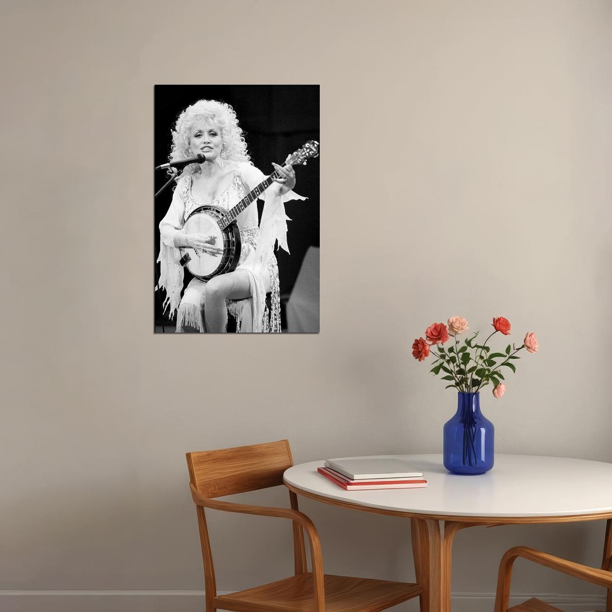 Parton Playing Banjo In Concert Music Writer Poster Wall Art Print Home Wall Decor - xonomax