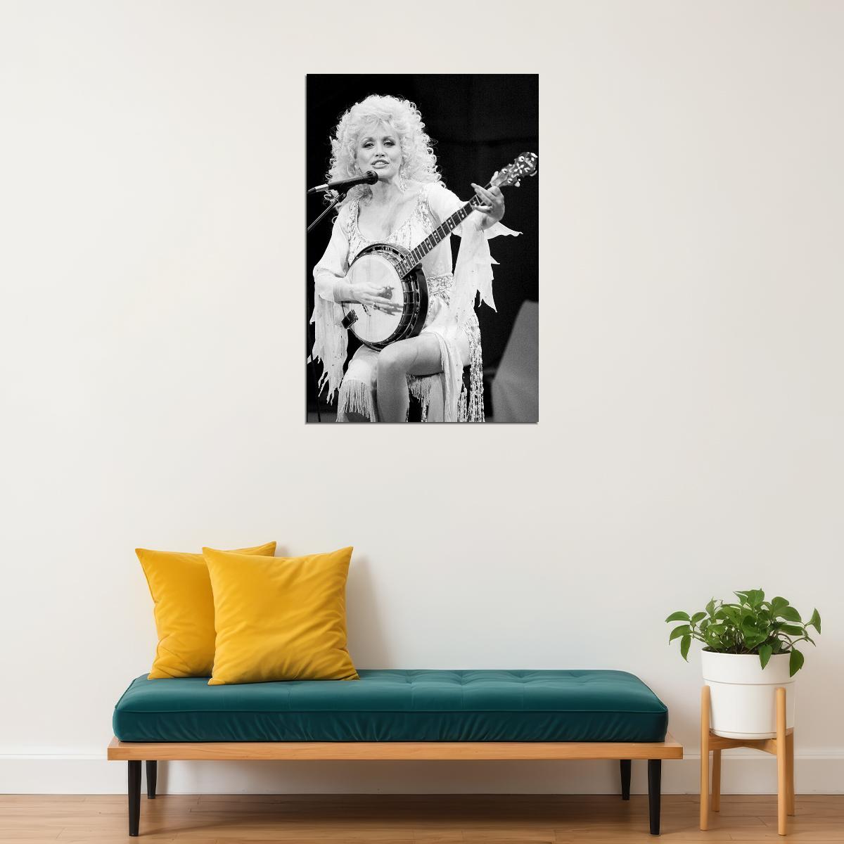 Parton Playing Banjo In Concert Music Writer Poster Wall Art Print Home Wall Decor - xonomax