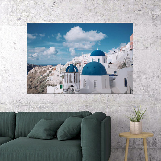Santorini Greece Tourist Attraction Poster Wall Art Print Home Wall Decor - xonomax