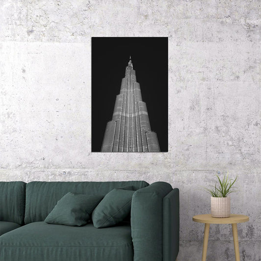 Dubai Tourist Attraction Building By Night Poster Wall Art Print Home Wall Decor - xonomax