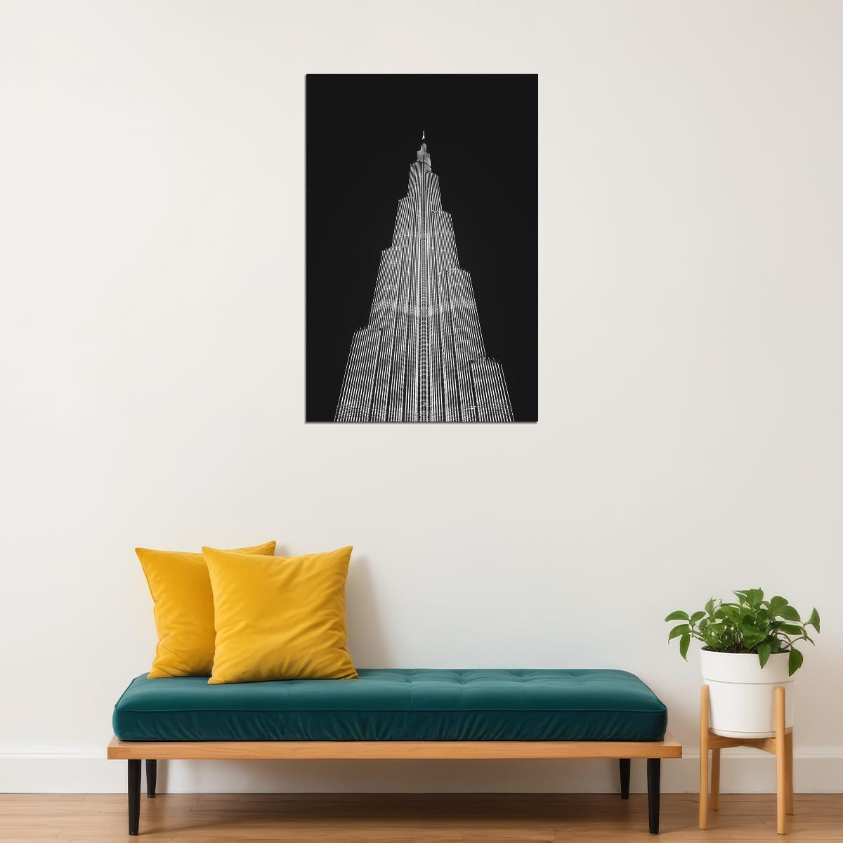 Dubai Tourist Attraction Building By Night Poster Wall Art Print Home Wall Decor
