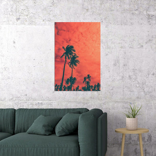 Coconut Palm Trees On Sand Storm Poster Wall Art Print Home Wall Decor - xonomax