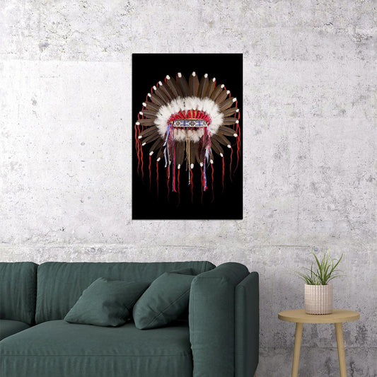 Native American Indian Head Dress Poster Wall Art Print Home Wall Decor - xonomax