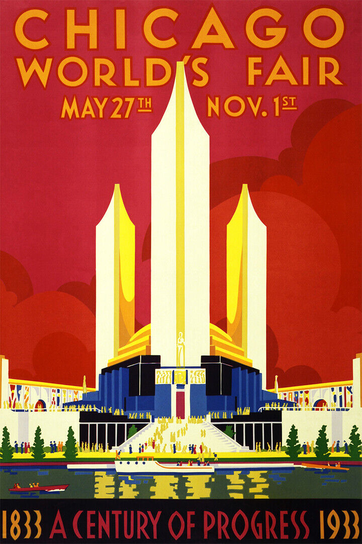 Chicago Worlds Fair 1933 A Century Of Progress Poster Wall Art Print Home Wall Decor - xonomax