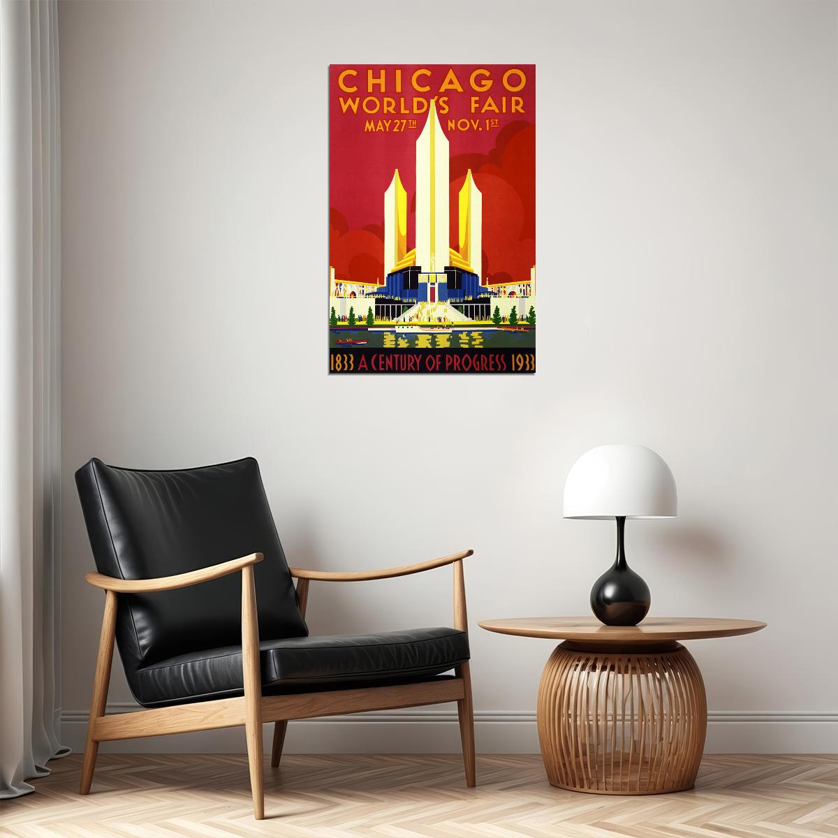 Chicago Worlds Fair 1933 A Century Of Progress Poster Wall Art Print Home Wall Decor - xonomax