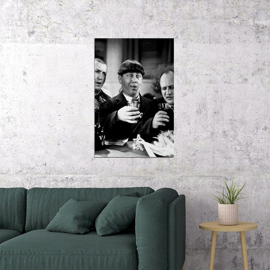 The Three Stooges With Drinks Movie Poster Wall Art Print Home Wall Decor - xonomax