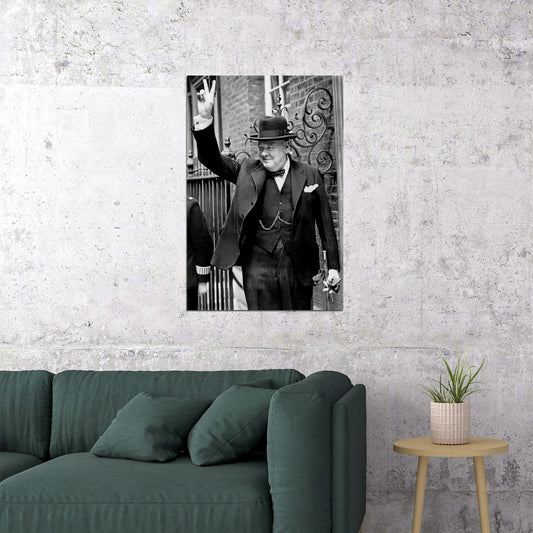 Winston Churchill Giving The V For Victory Poster Wall Art Print Home Wall Decor - xonomax