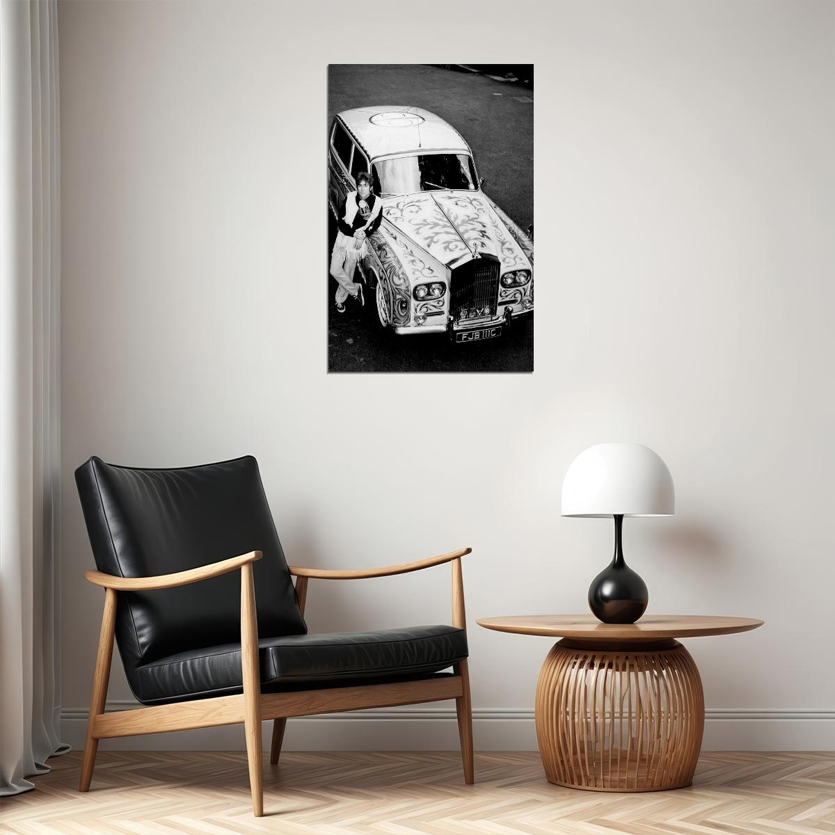 John Lennon With Psychedelic Rolls Royce Poster Wall Art Print Home Wall Decor