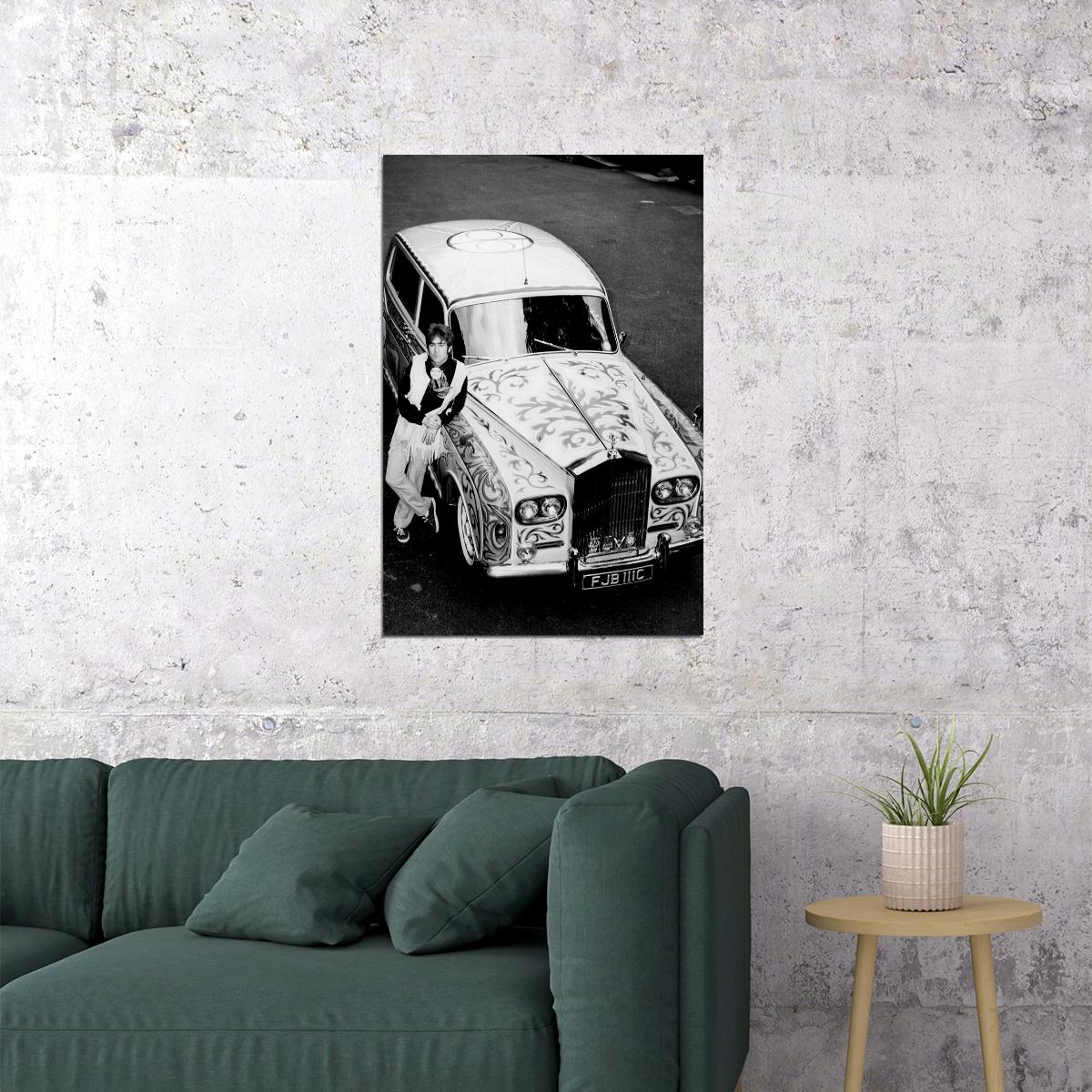 John Lennon With Psychedelic Rolls Royce Poster Wall Art Print Home Wall Decor