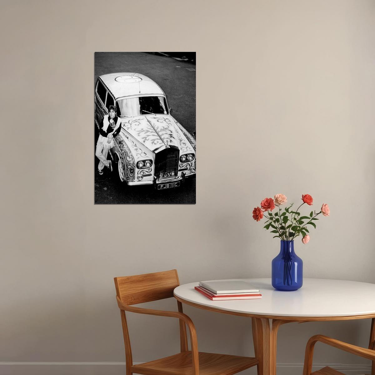 John Lennon With Psychedelic Rolls Royce Poster Wall Art Print Home Wall Decor