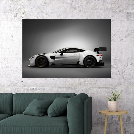 Aston Martin Gt3 Car White Sport Model Poster Wall Art Print Home Wall Decor - xonomax