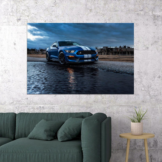 Ford Mustang Shelby Gt500 Blue Sporty Car Poster Wall Art Print Home Wall Decor - xonomax