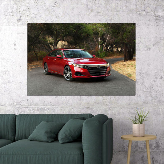 Honda Accord Touring Hybrid Car Red Poster Wall Art Print Home Wall Decor - xonomax