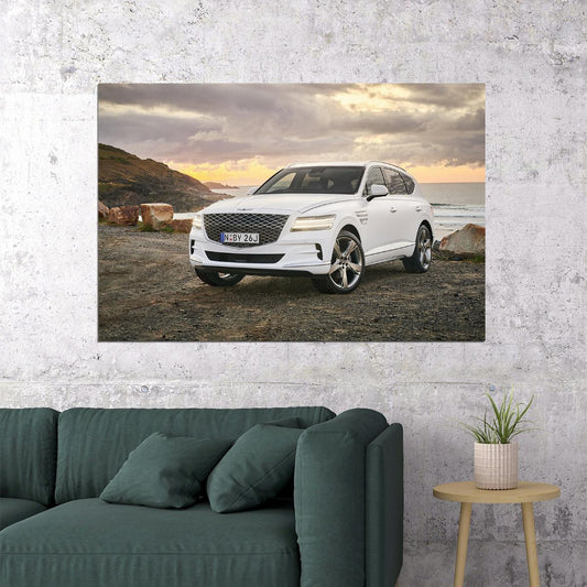 Genesis Gv80 3.5t Awd White Korean Suv Poster Wall Art Print Home Wall Decor - xonomax