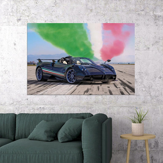 Pagani Huayra Tricolore Luxury Sporty Car Italian Flag Poster Wall Art Print Home Wall Decor - xonomax