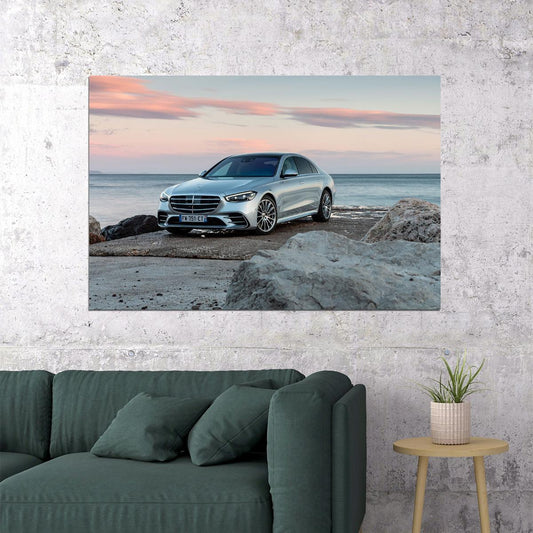 Mercedes-benz S 350 D Amg Line Seascape Poster Wall Art Print Home Wall Decor - xonomax