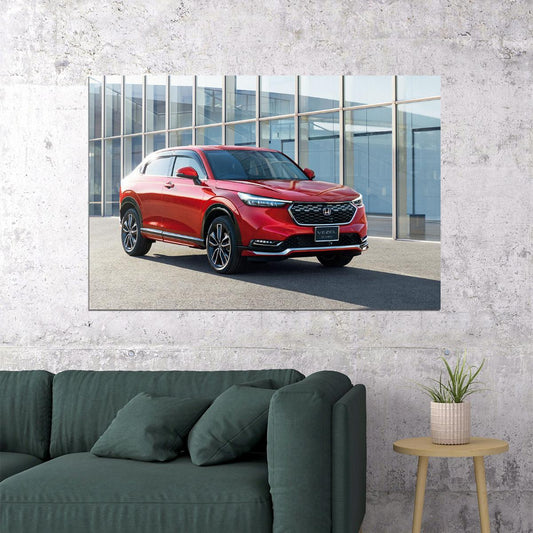 Honda Vezel Ehev Red Suv Sporty Car Poster Wall Art Print Home Wall Decor - xonomax