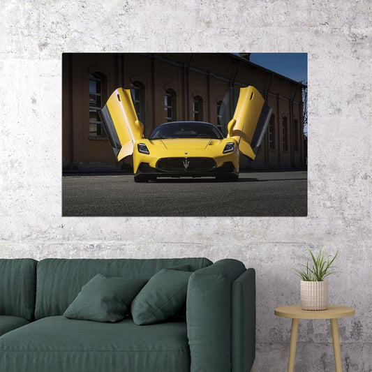 Maserati Mc20 Luxury Yellow Car Poster Wall Art Print Home Wall Decor - xonomax