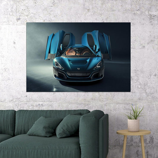 Rimac Nevera Sporty Car Open Doors Poster Wall Art Print Home Wall Decor - xonomax