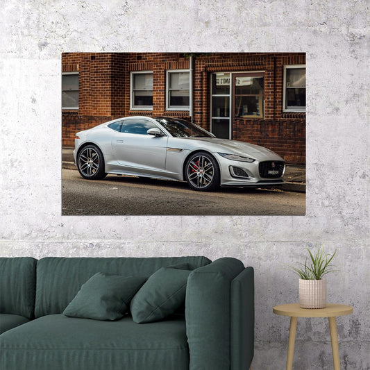 Jaguar F-type P380 Sporty Car At The City Street Poster Wall Art Print Home Wall Decor - xonomax