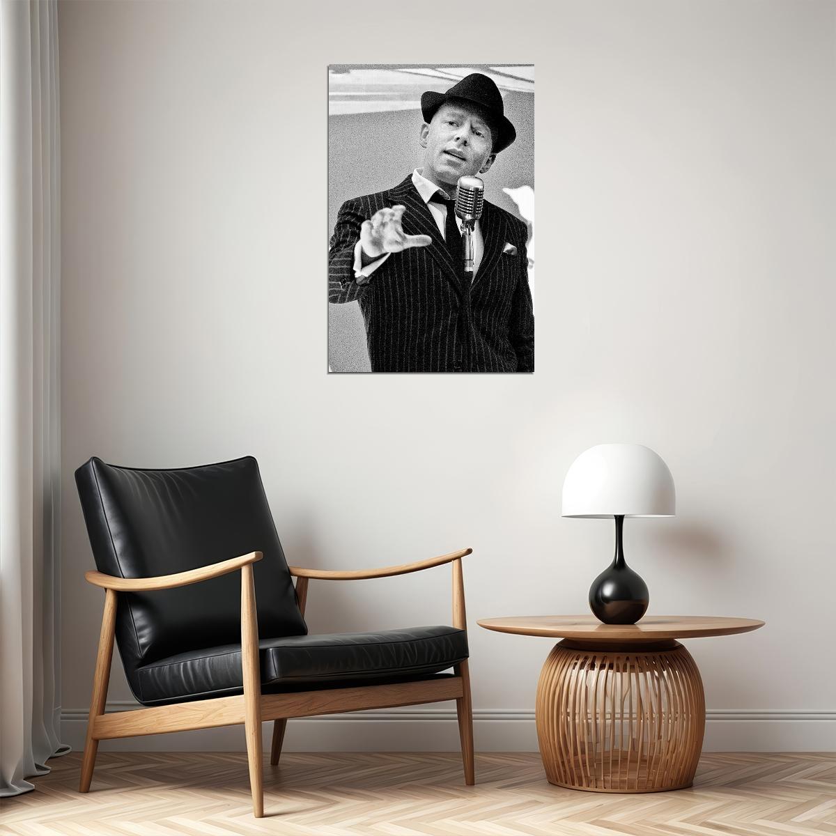 Frank In Person Crooning Into Microphone Poster Wall Art Print Home Wall Decor - xonomax