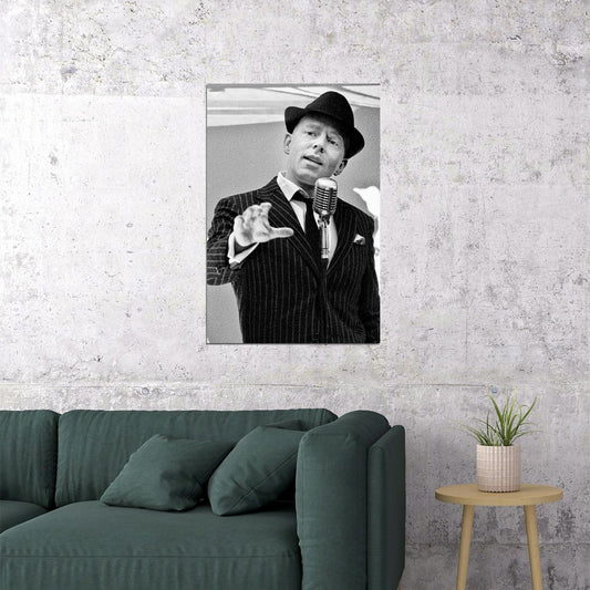 Frank In Person Crooning Into Microphone Poster Wall Art Print Home Wall Decor - xonomax