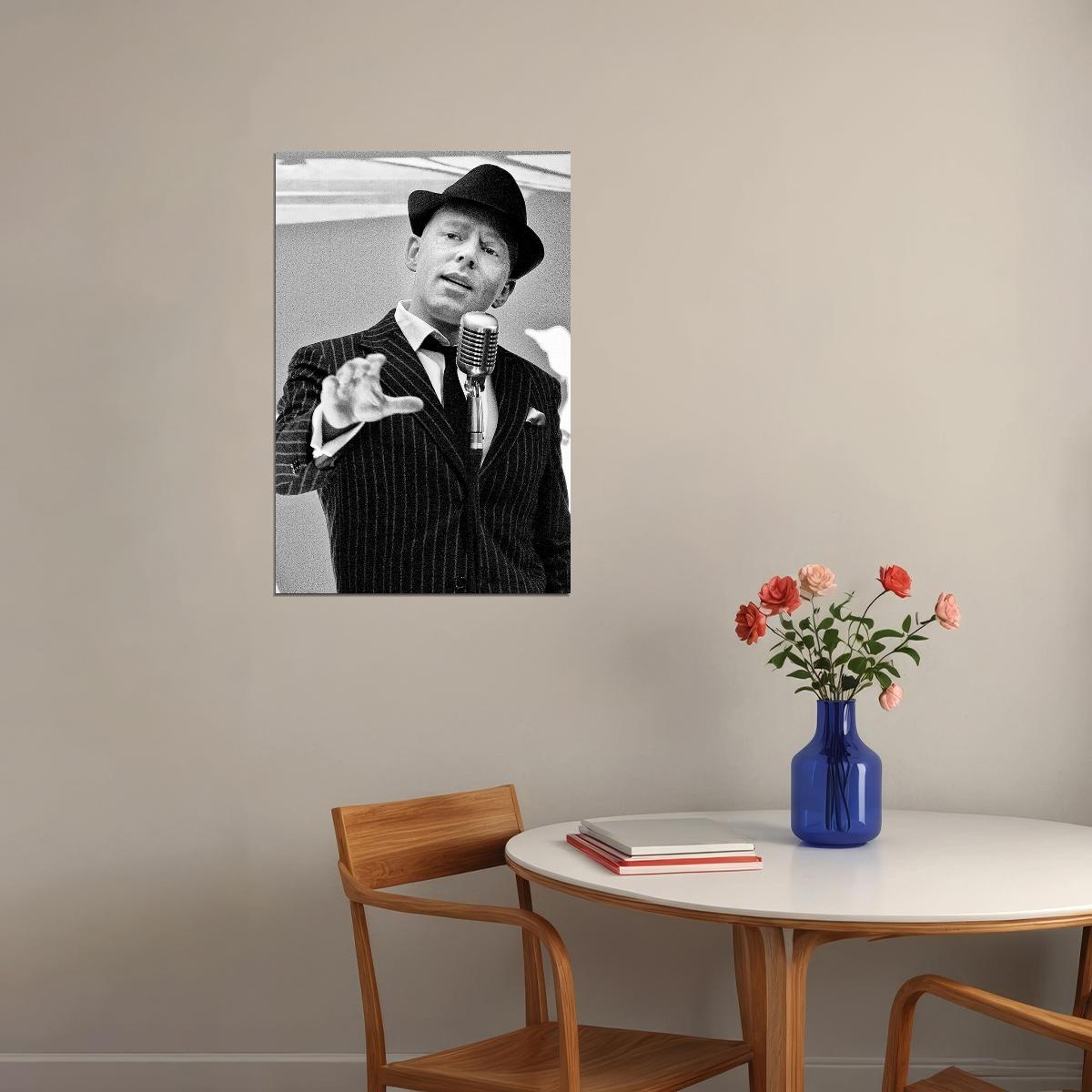 Frank In Person Crooning Into Microphone Poster Wall Art Print Home Wall Decor - xonomax