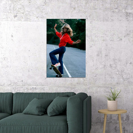 Farrah Fawcett Classic Skateboard Model Actress 1976 Poster Wall Art Print Home Wall Decor - xonomax