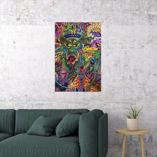 Trippy Tiger Multi-color Psychedelic Artwork Picture Poster Wall Art Print Home Wall Decor - xonomax