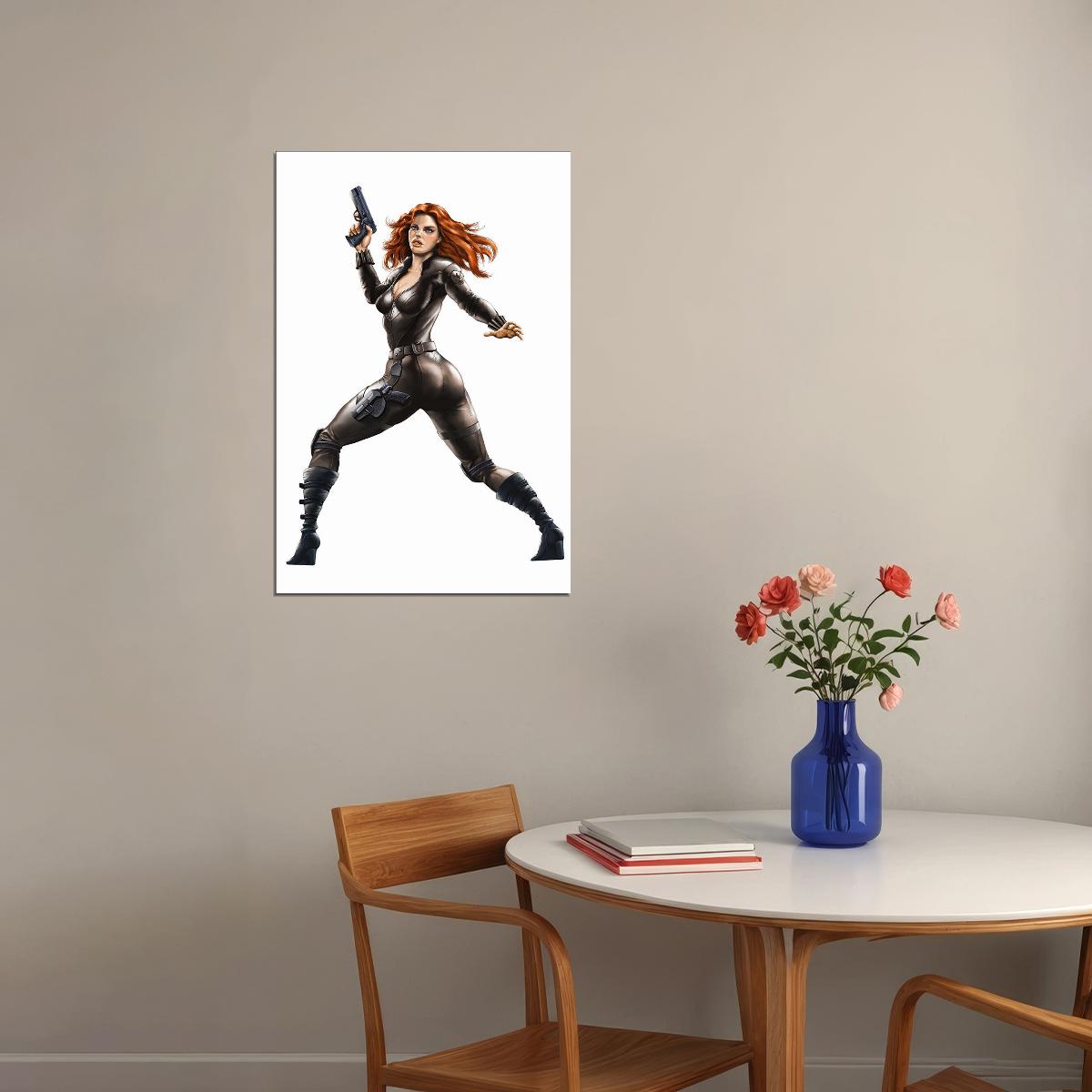Black Widow Anime Style Cross Guns Poster Wall Art Print Home Wall Decor - xonomax