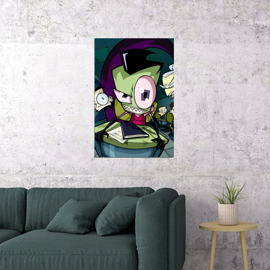 Invader Zim Sitting In Chair Dark Comedy Poster Wall Art Print Home Wall Decor - xonomax