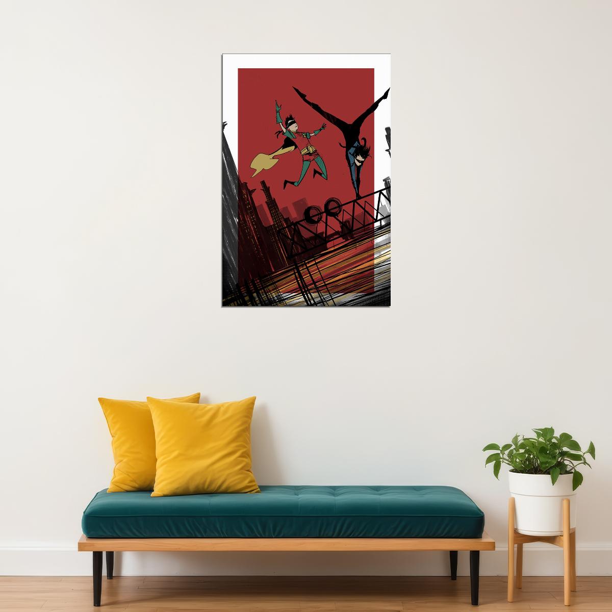 Nightwing Bats And Buildings Comic Book Poster Wall Art Print Home Wall Decor - xonomax