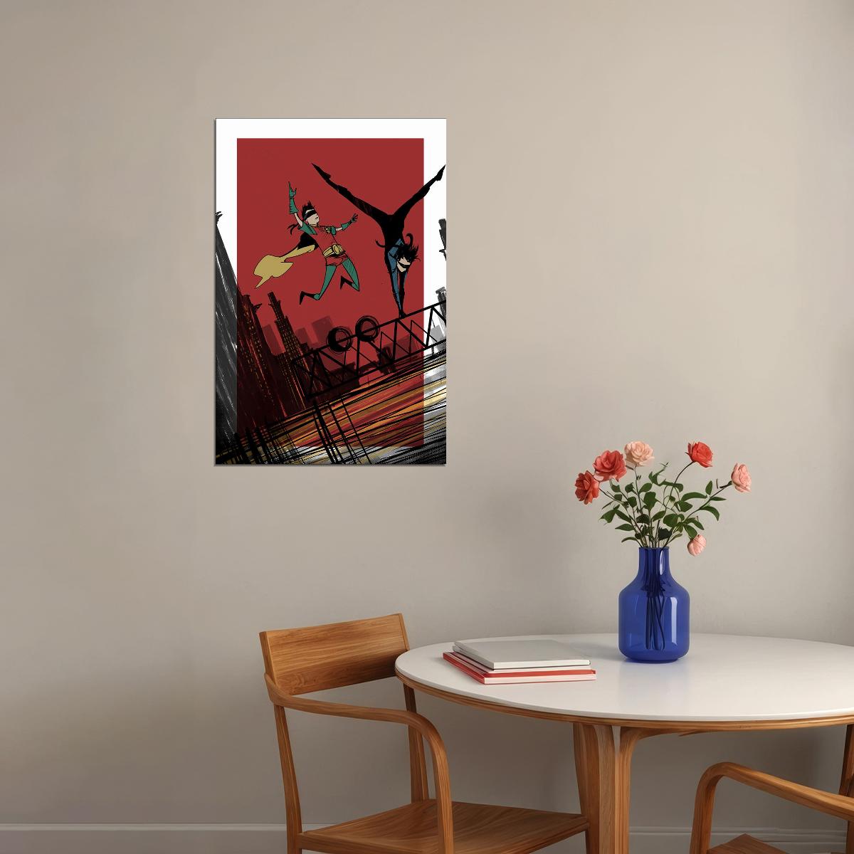 Nightwing Bats And Buildings Comic Book Poster Wall Art Print Home Wall Decor - xonomax