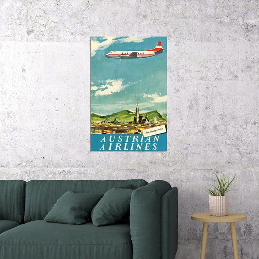 Austrian Airlines Vintage Travel Poster Wall Art Print Home Wall Decor - xonomax