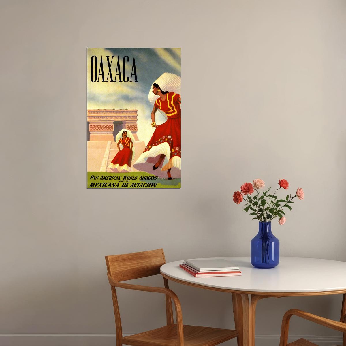 Pan American Airlines Oaxaca Travel Poster Wall Art Print Home Wall Decor - xonomax