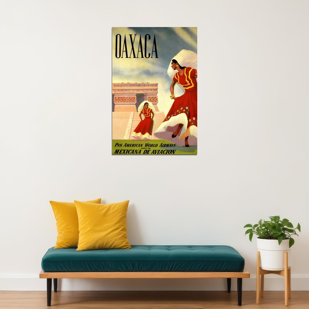 Pan American Airlines Oaxaca Travel Poster Wall Art Print Home Wall Decor - xonomax
