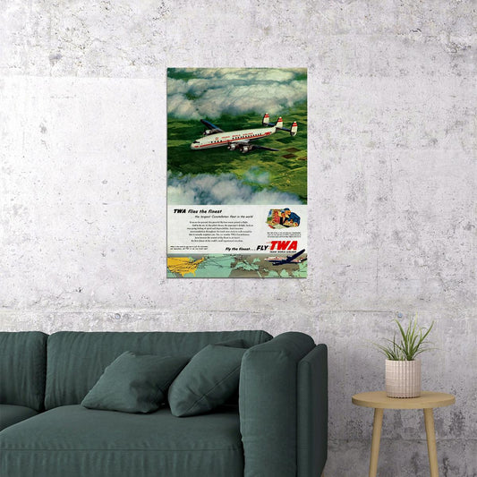 Twa Airlines Vintage Travel Poster Wall Art Print Home Wall Decor - xonomax