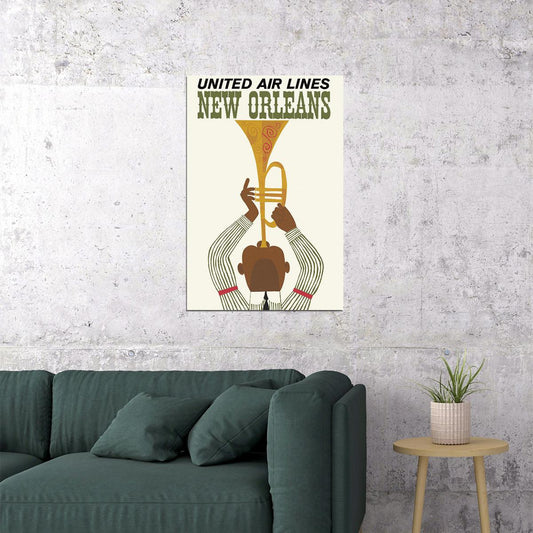United Airlines New Orleans Vintage Travel Poster Wall Art Print Home Wall Decor - xonomax